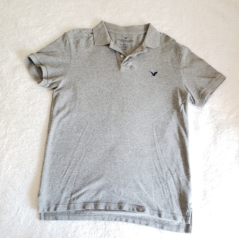 American Eagle Classic Fit Grey Polo Shirt